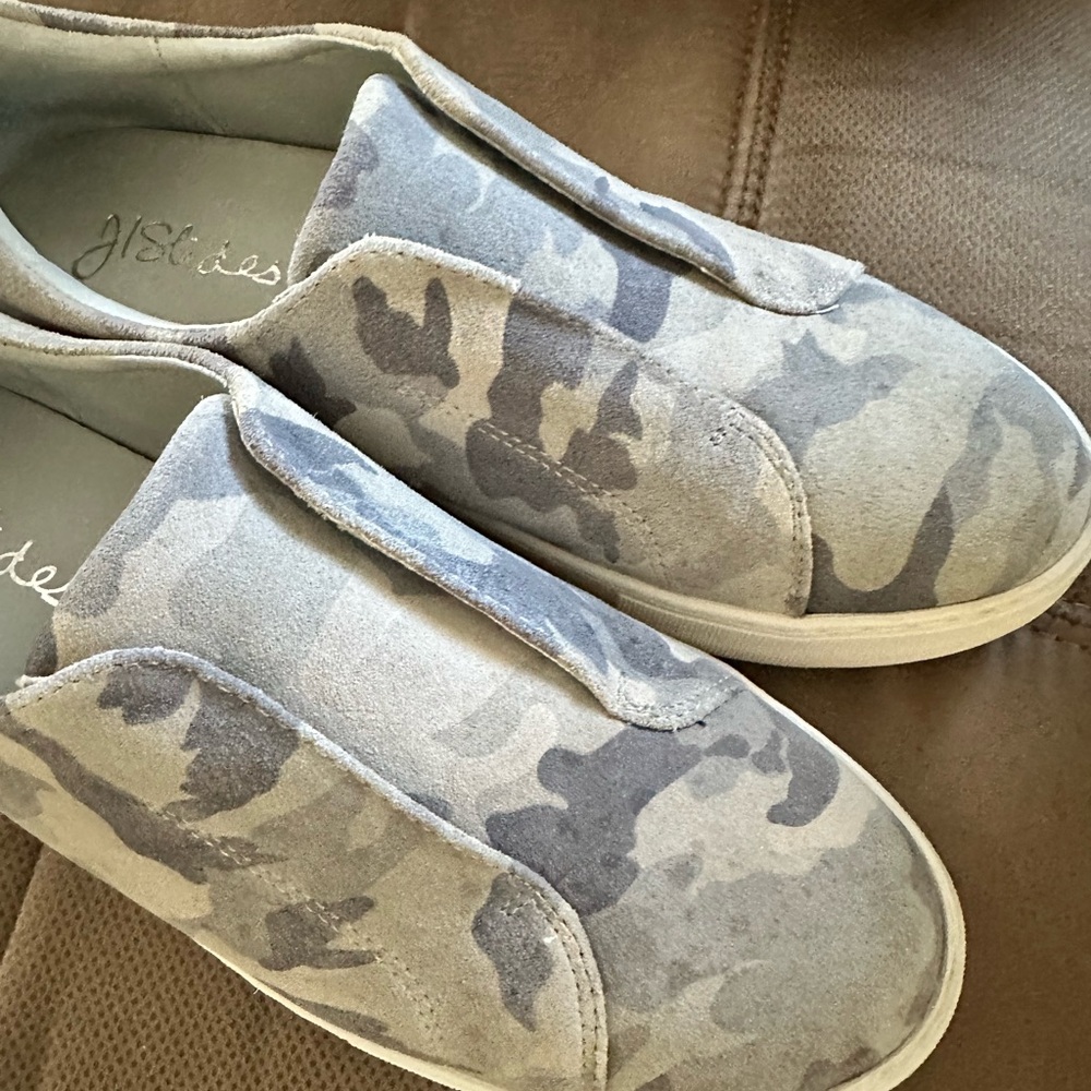 J Slides Gray Camouflage Slip-Ons